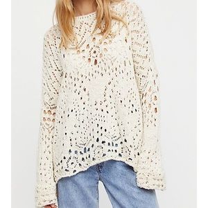 Free People Traveling Lace crochet sweater